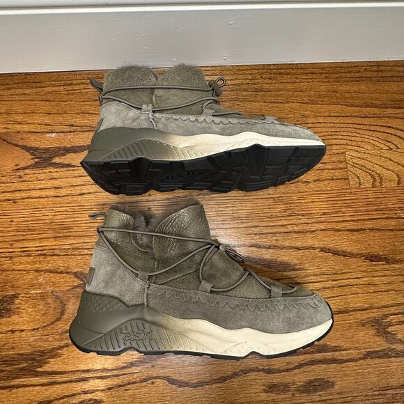 Ash Mitsouko Shearling & Suede Sneaker Booties Olive Brown EU 39 / US 8.5-9 EUC - Picture 2 of 7